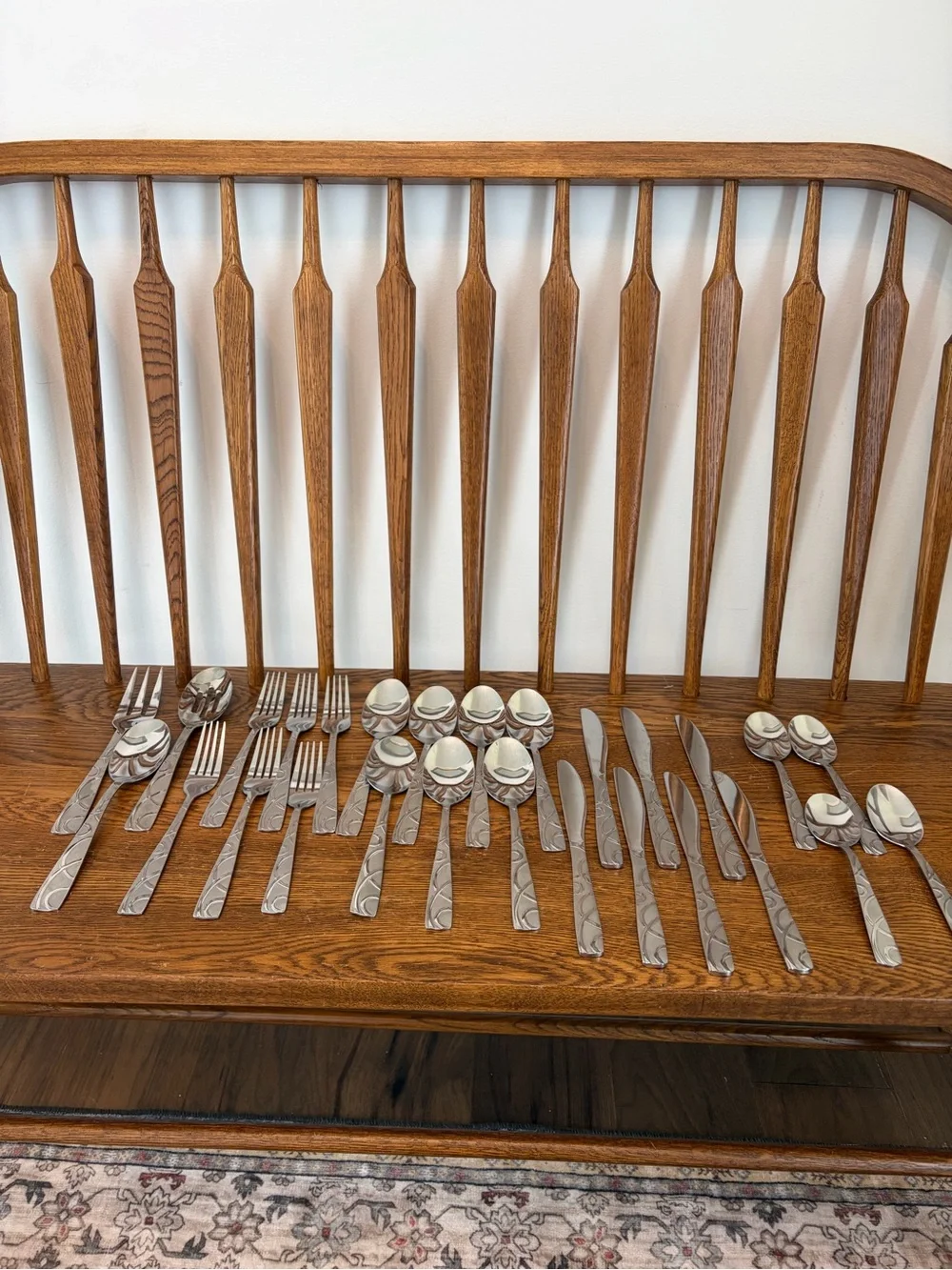 Cambridge Stainless Steel Flatware 27 Piece Set Swirl Ribbon Wave Pattern